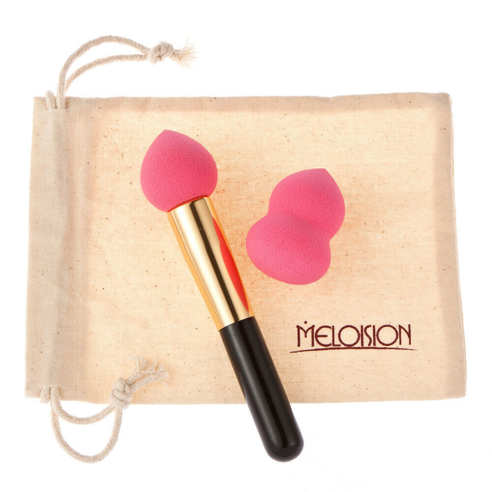 1pcs Pink Power Brush+1pcs Pink Sponge Puff+1pcs Canvas Bag Makeup Set