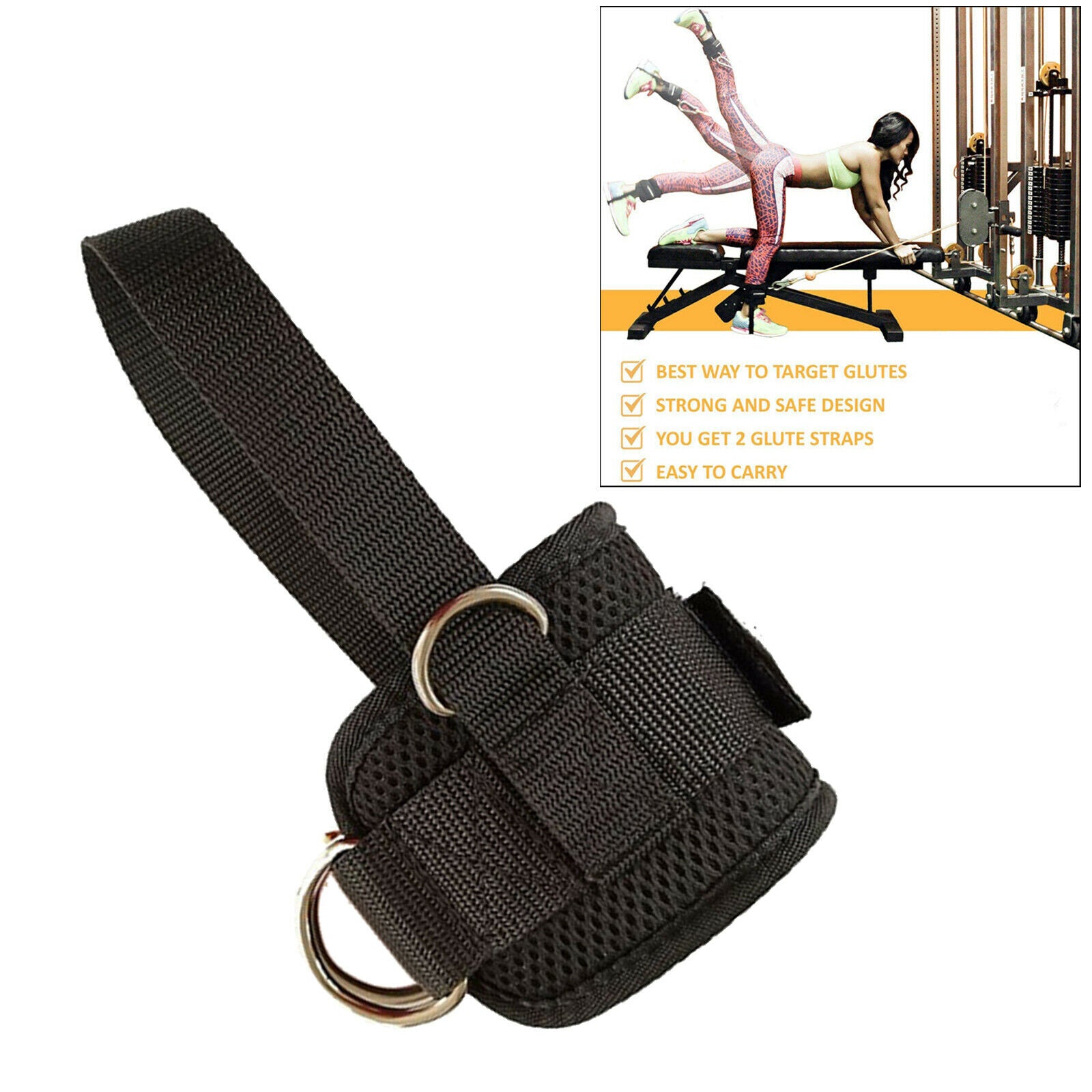 Fitness Ankle Strap Padded Ankle Cuff for Pulley Machines Weightlifting