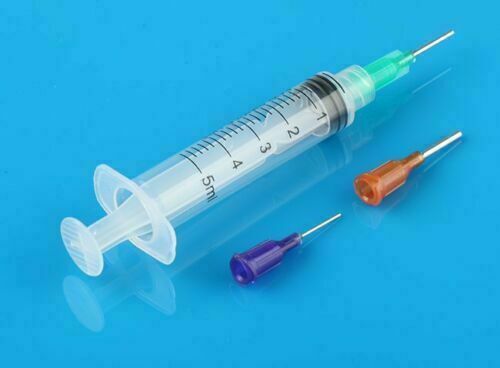 2x 5ml Syringe Crimp Sealed-Blunt Chemical Tips 1'' For Liquid Glue Oil Ink