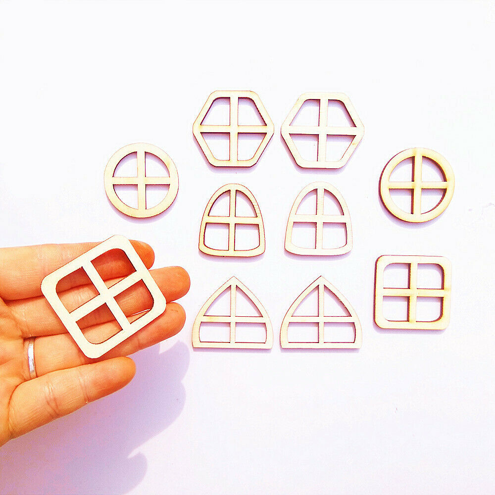 Set of 20pcs Natural Wooden Fairy Windows DIY Craft Scrapbook Decoration