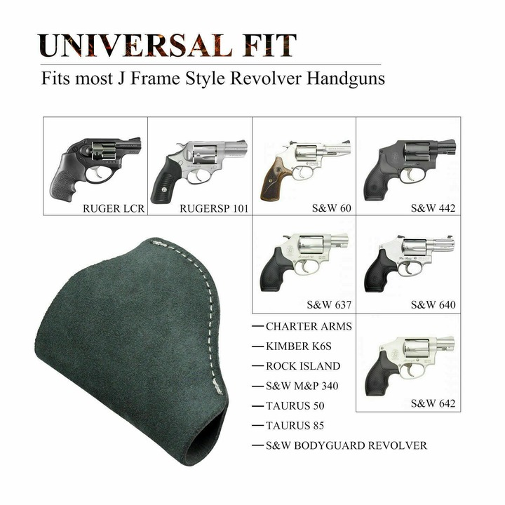 New Suede Leather IWB Handgun Revolver Holster Fit 38 Special J Frame Revolver