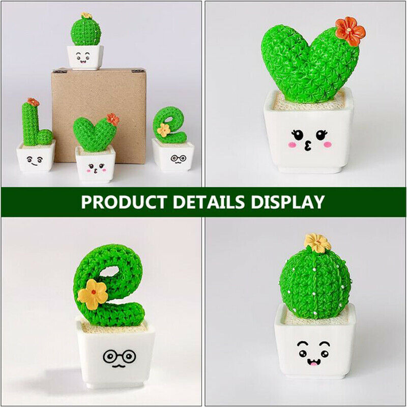 4Pcs Creative Simulation Cactus Shaped Adornments Decorative Bonsai Prop CacFCA