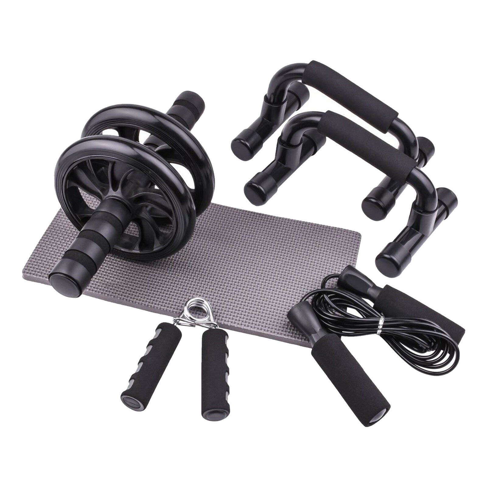 5-in-1 AB Wheel Roller Home Workout Fitness Exercise Equipment Skipping Set