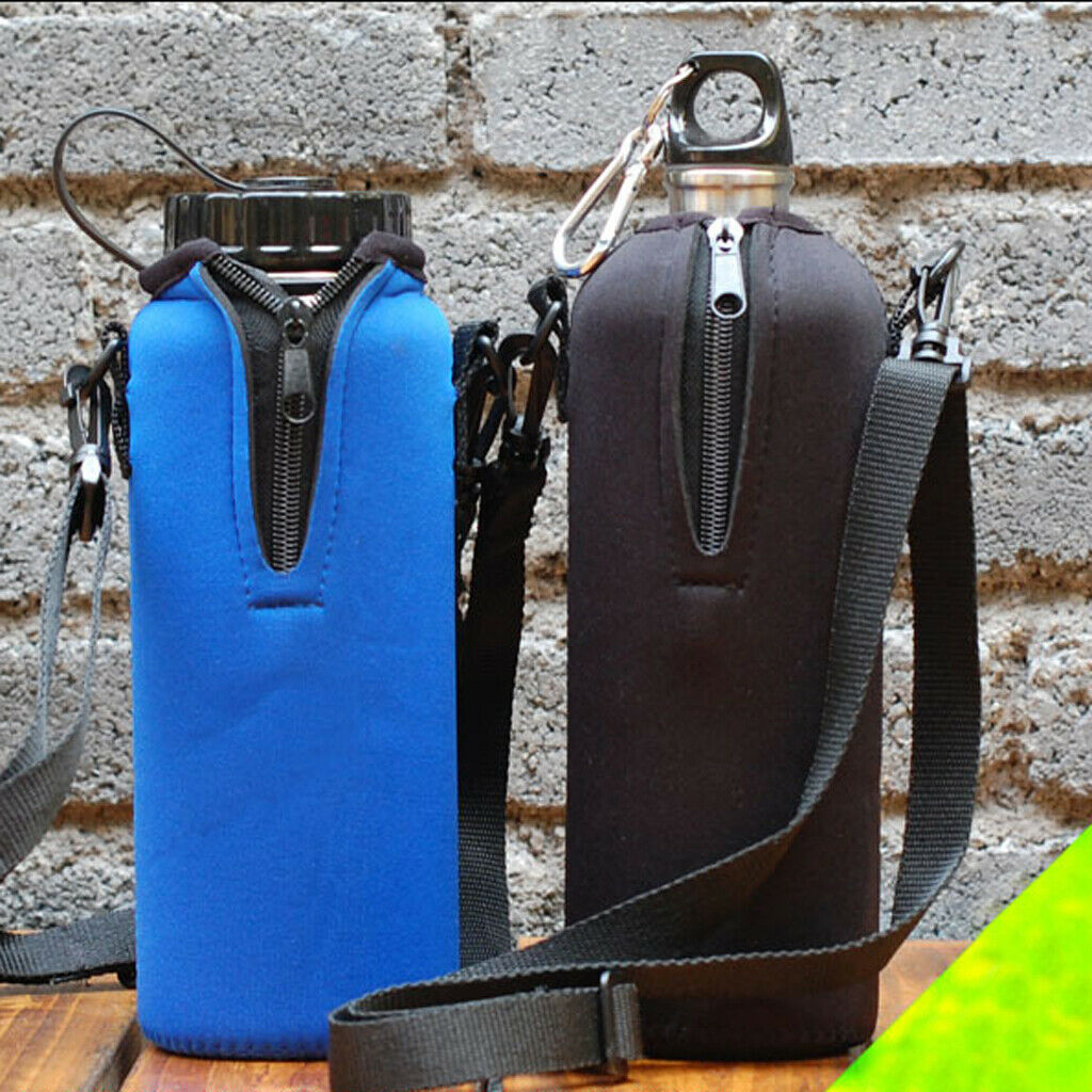 750ML Water Bottle Carrier Insulated Cover Case Bag Pouch Shoulder Black