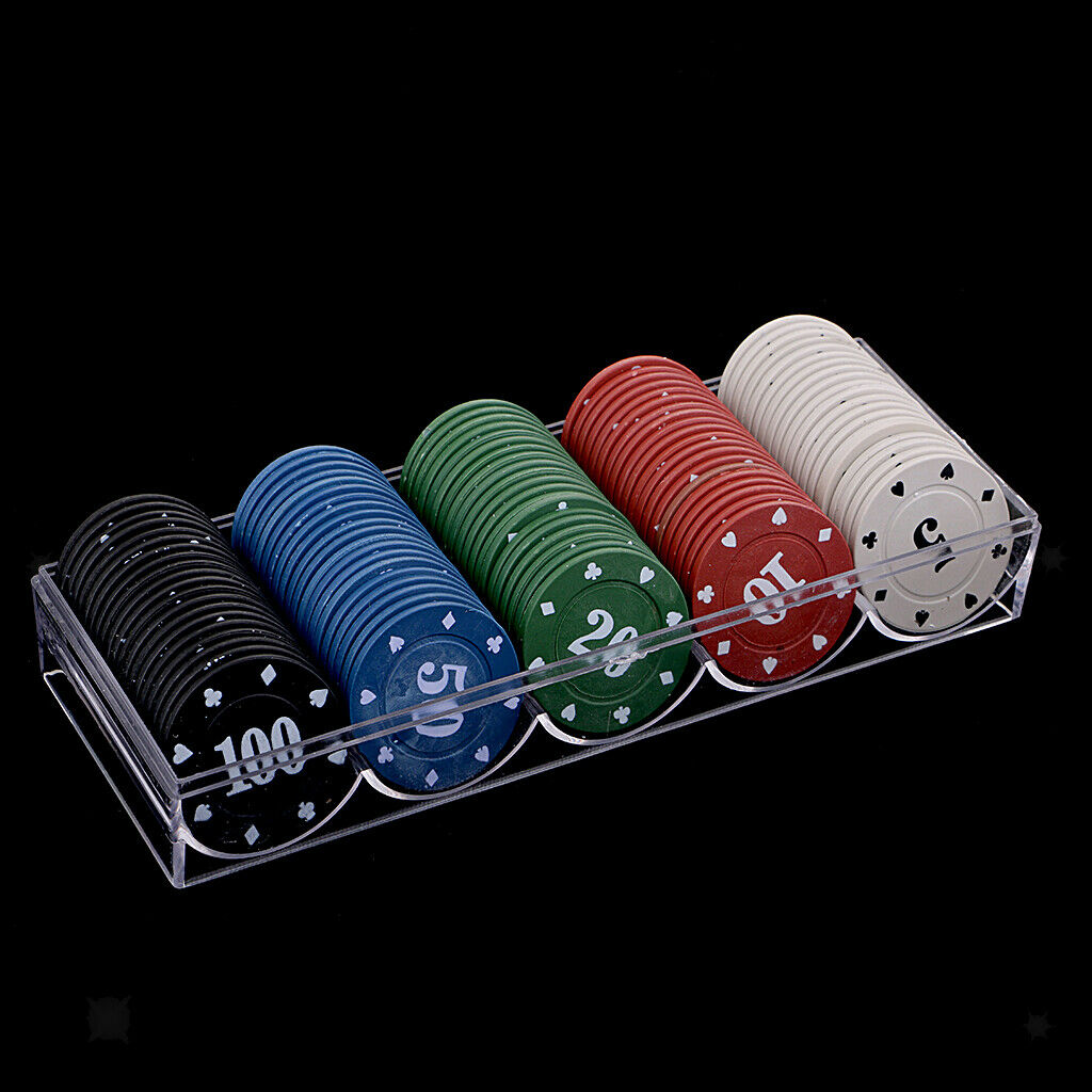 5 10 20 50 100 Casino Cards Chips Prop Accessory 4-gram Tokens with Case