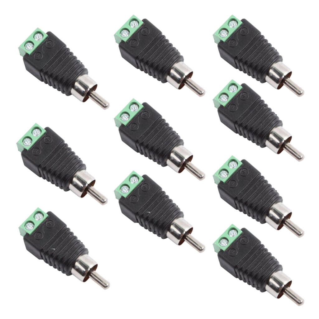 10x Phono RCA Male Plug To AV Screw Terminals Converter Jack Video AV Balun