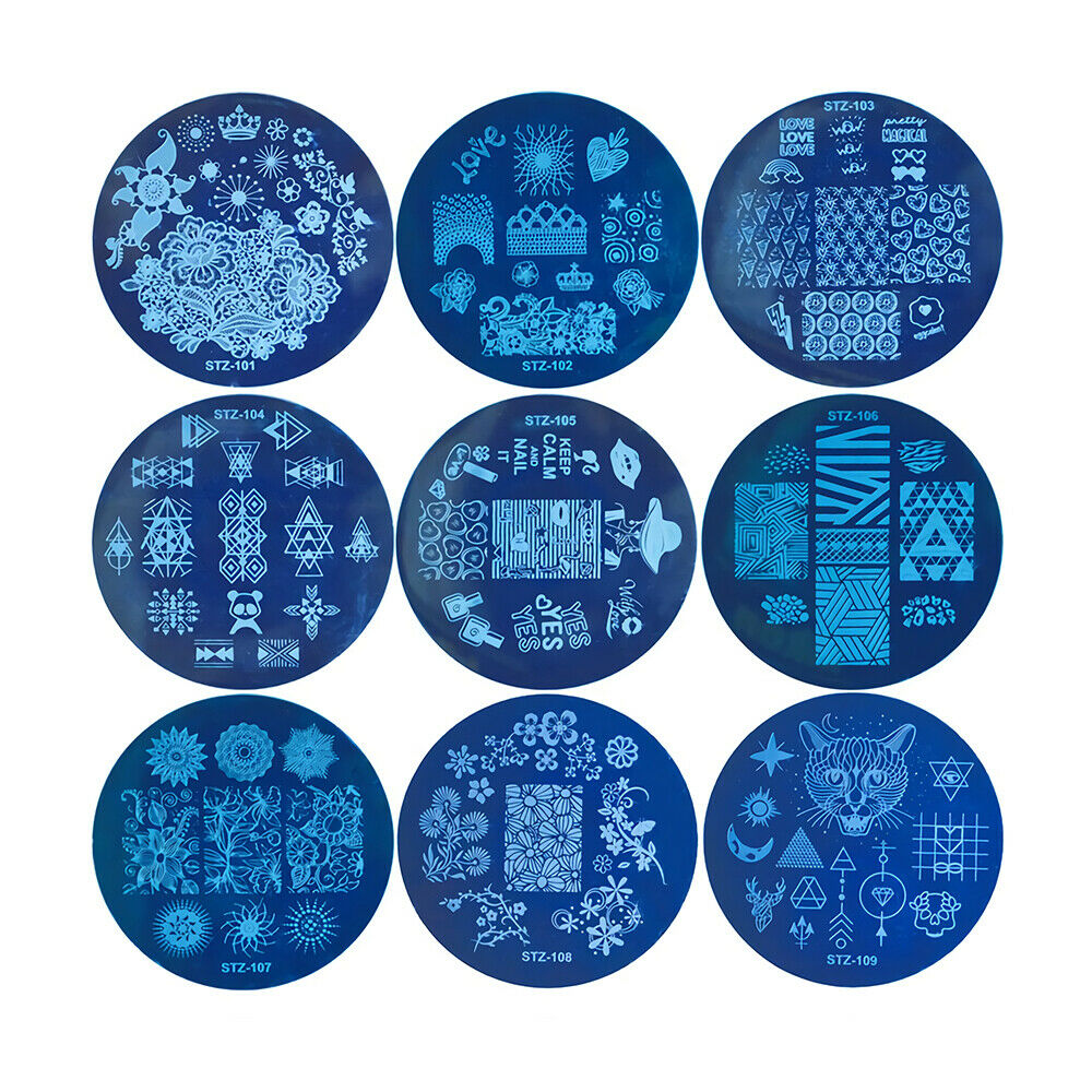 10psc Random Nail Stamping Plate+5pcs Sponge+1ps Stamper Scraper Template Set