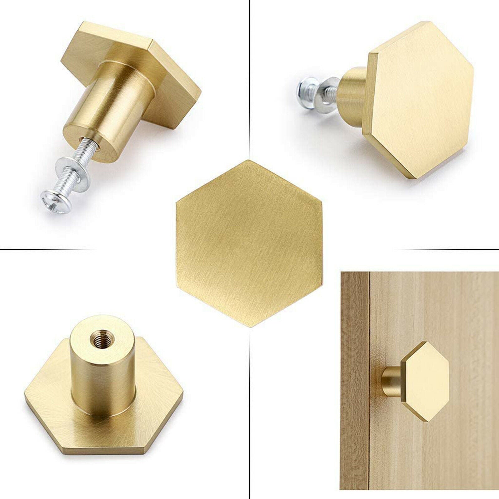 10Pcs Round Brass Cabinet Knobs Drawer Furniture Wardrobe Pull Handles 30x21mm