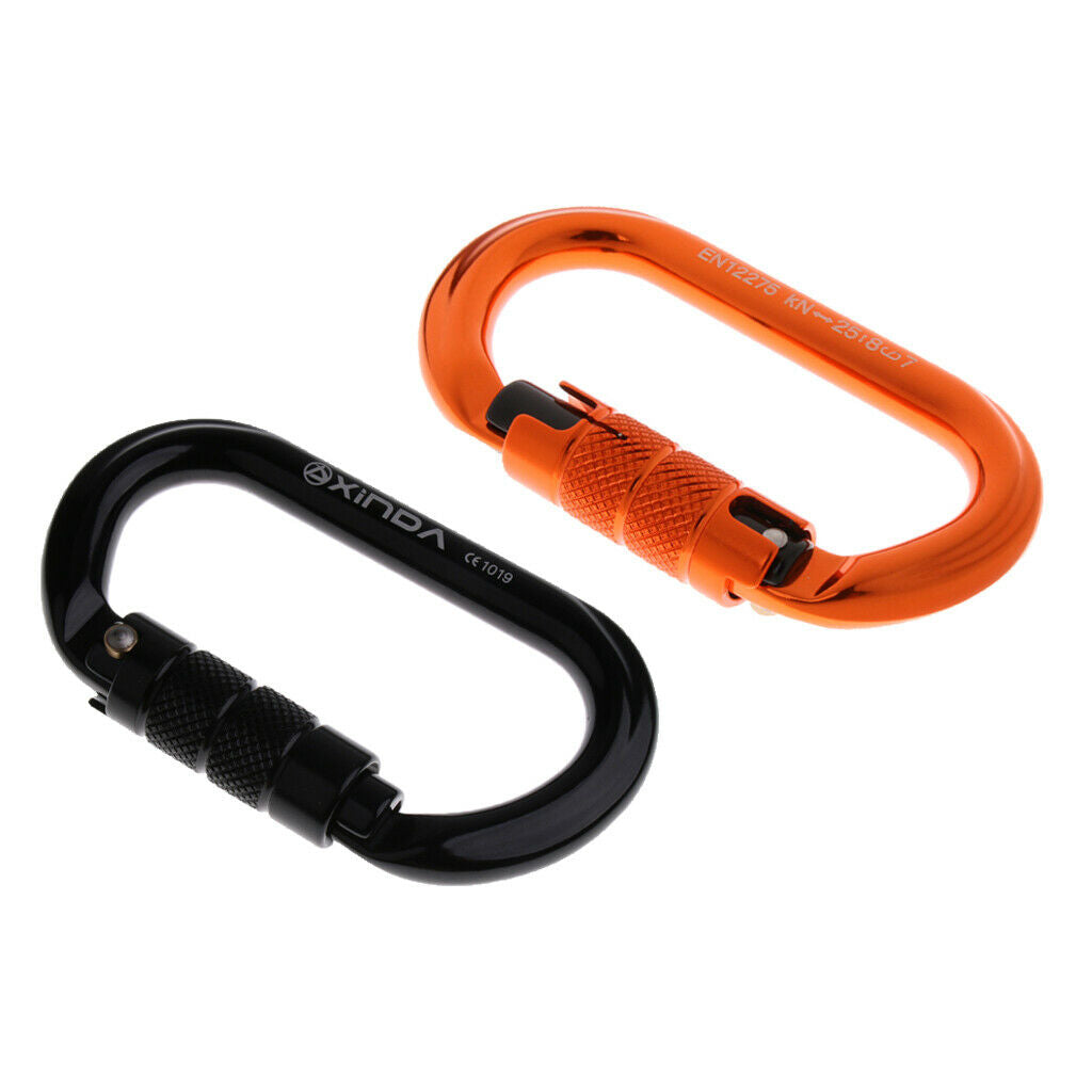 2x Oval Carabiner Climbing Safety Hook Lock D-Shape Buckle Keychain Rings