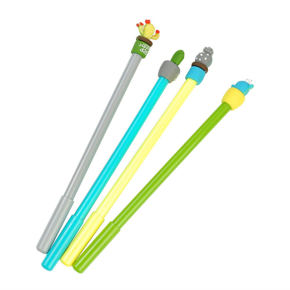 Randomly 2pcs 0.5mm Potted Plant Cactus Black Gel Ink Needlepoint Pen Stationery