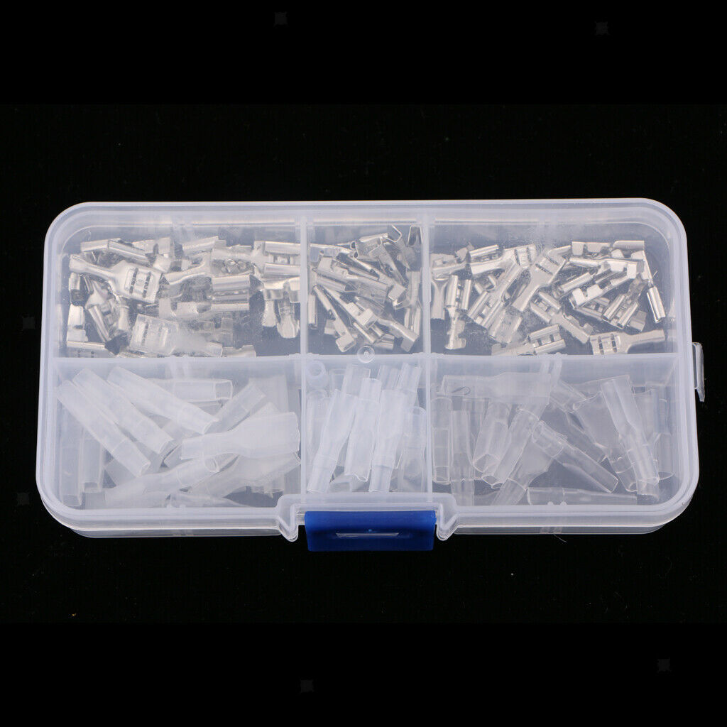 120 Pieces 2.8mm/4.8mm/6.3mm Crimp Insulating Terminal Female Spade Connector