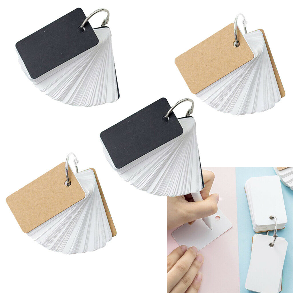 4 packs (100 sheets per pack) blank index cards with ring