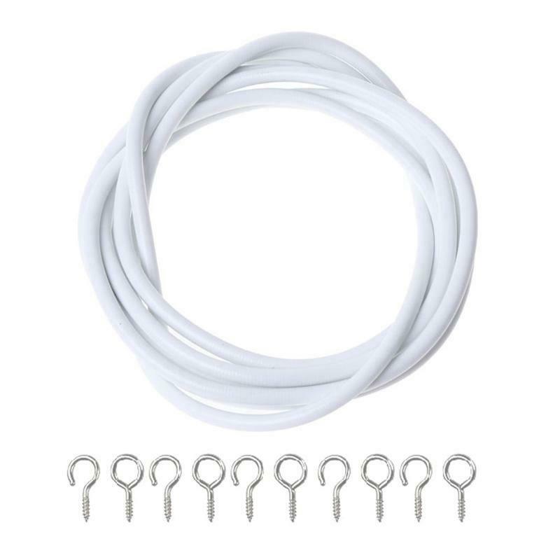 Net Hang 2m Curtain Wire Window Cord Cable String Set With 5 Fish Eyes 5 Hooks