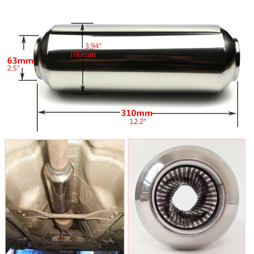 1x Stainless Steel 63mm/2.5" 310mm Car Exhaust Muffler Silencer Muffler Polished