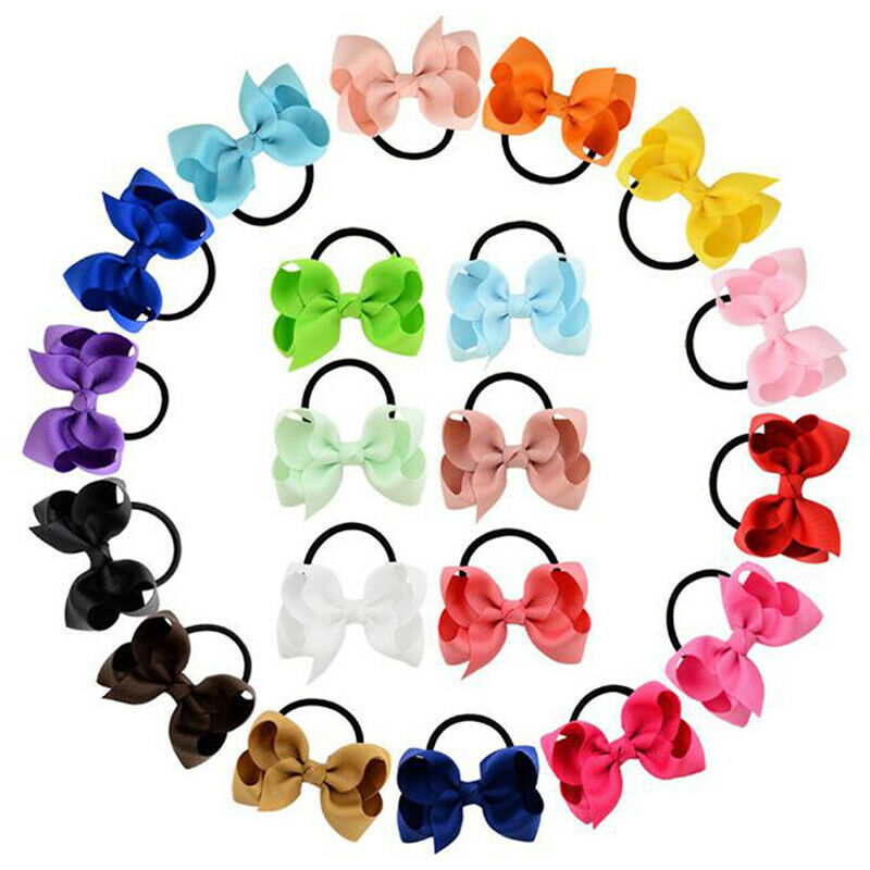 5pcs/set Ribbon Bows With Elastic Band Hairband for Girls Kids Hair AccessoriDD