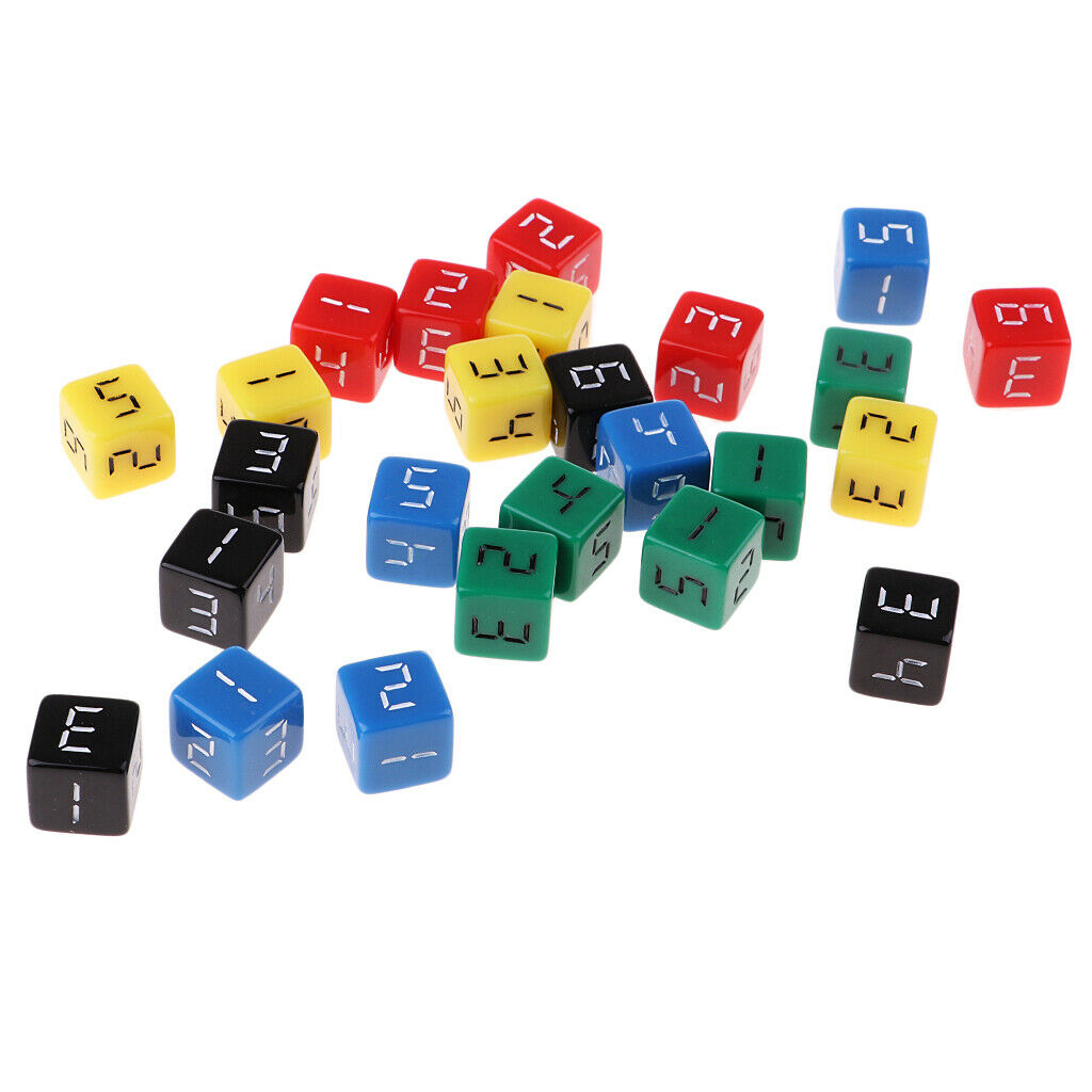25Pcs Colorful 6 Side 1-6 Digital Dice Set for Kids Math MTG DND Board Game
