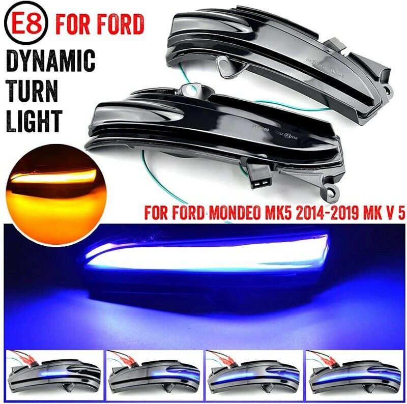 For Ford Fusion Mondeo MK5 2014-2019 Car LED Dynamic Side Rearview Mirror LighW5