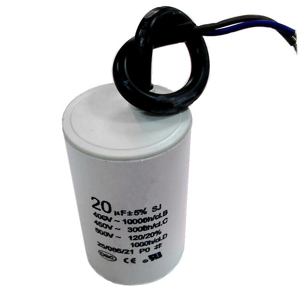 CBB60 AC 500V 20uF Cylinder Shaped Motor Drive Capacitor Capacitance White