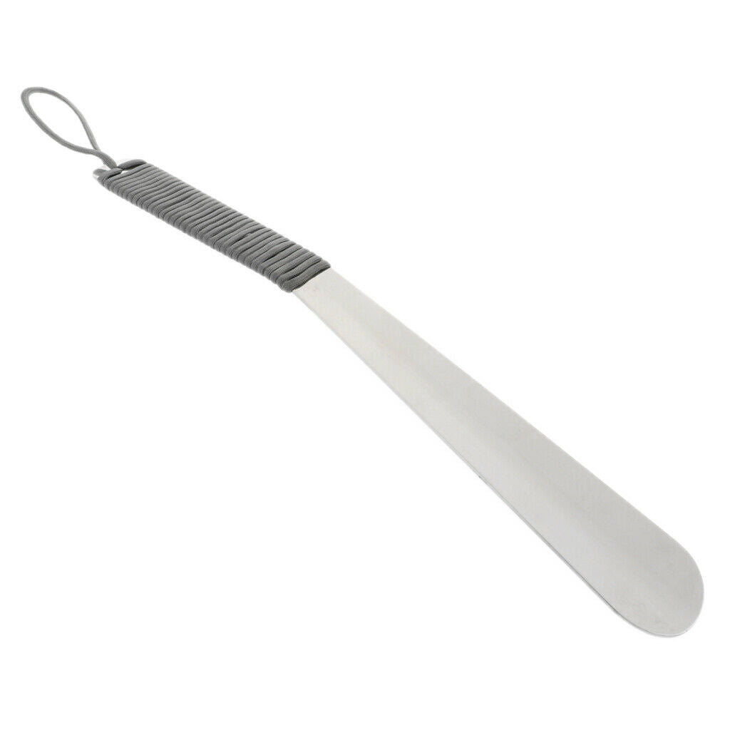 Stainless Steel Shoehorn with Paracord Long Handled Shoehorn Unisex Gray