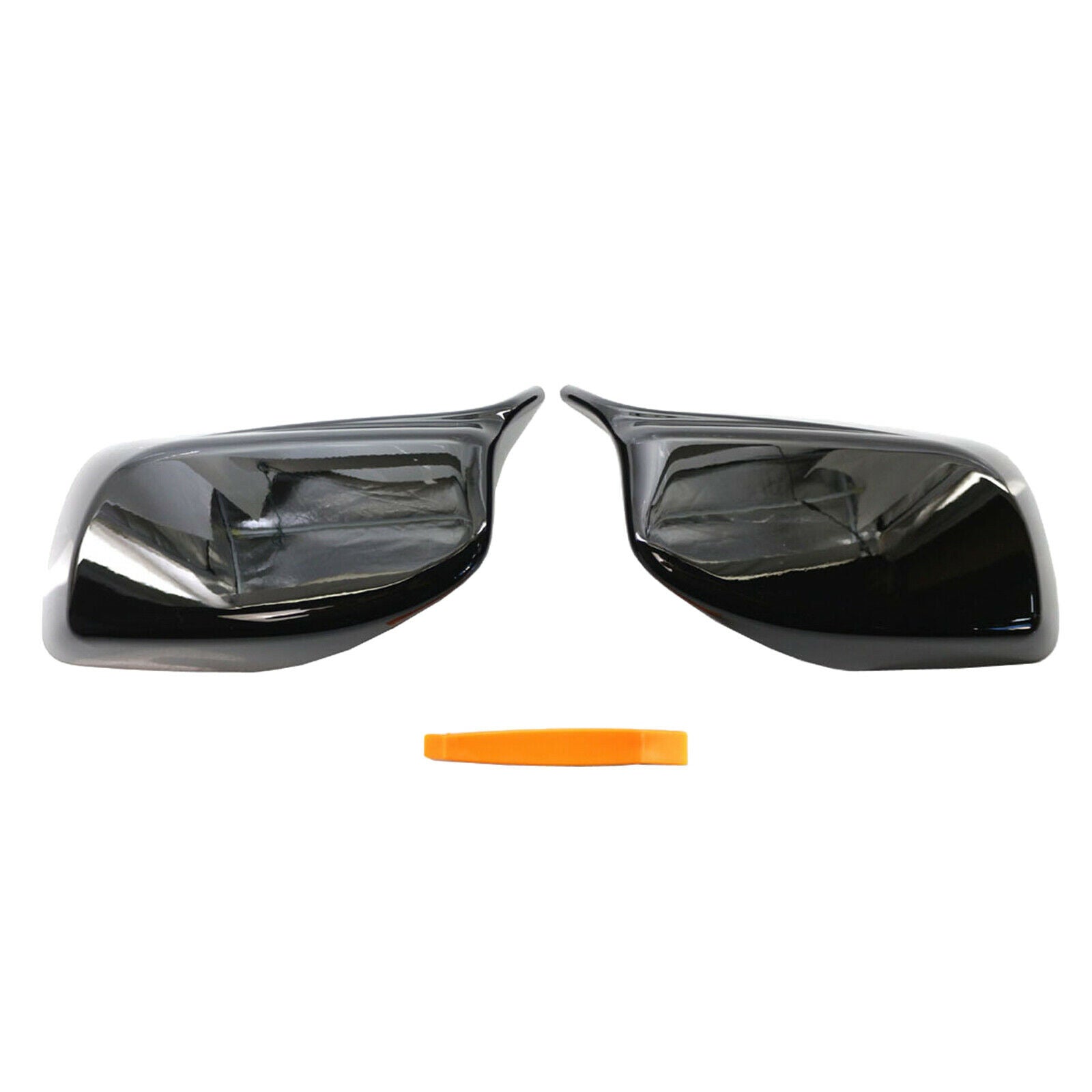 2Pcs Black Side Mirror Rear View Covers Caps for BMW E60 5 Series 2004-2007