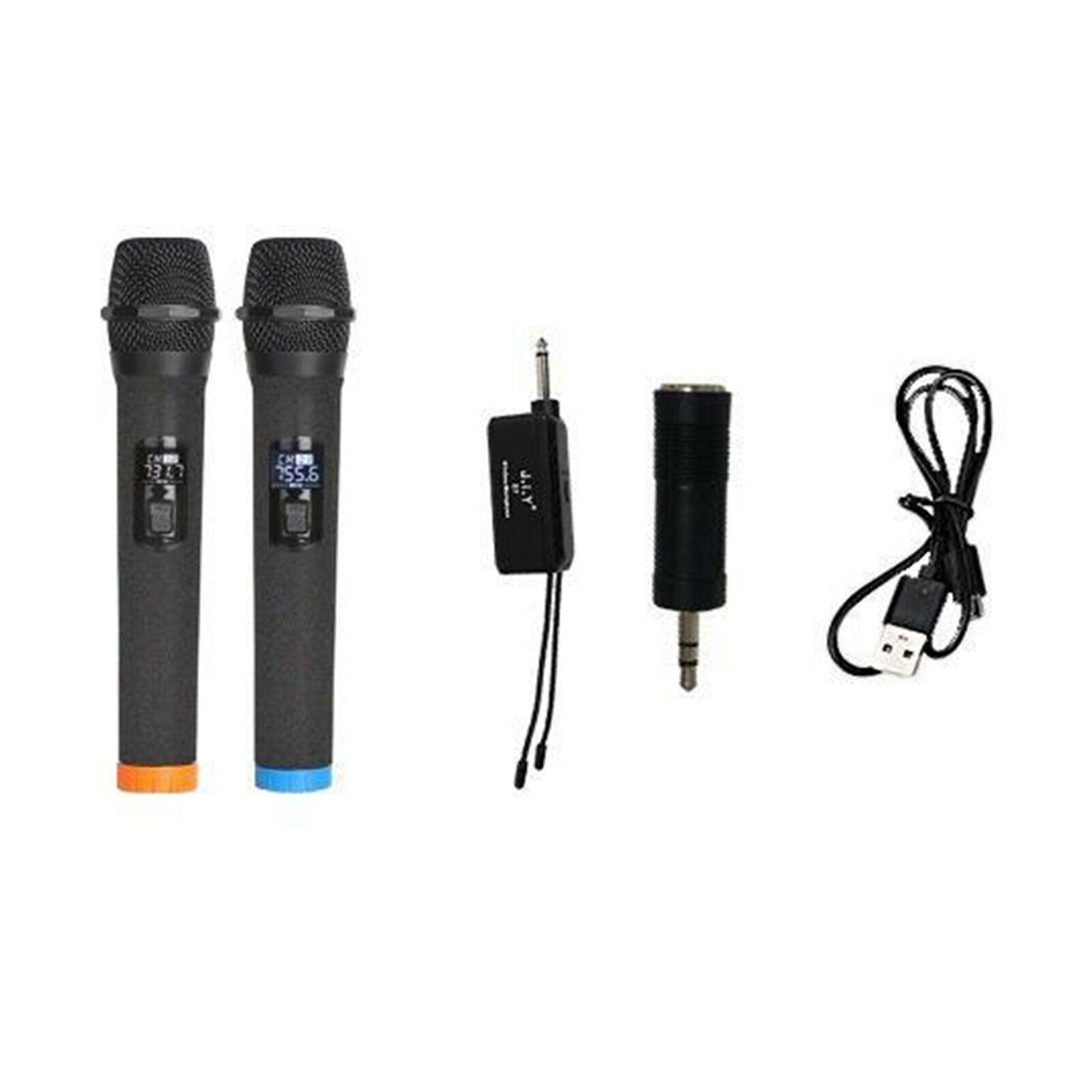Durable VHF Wireless Dual HandHeld Microphone System Black for Stage