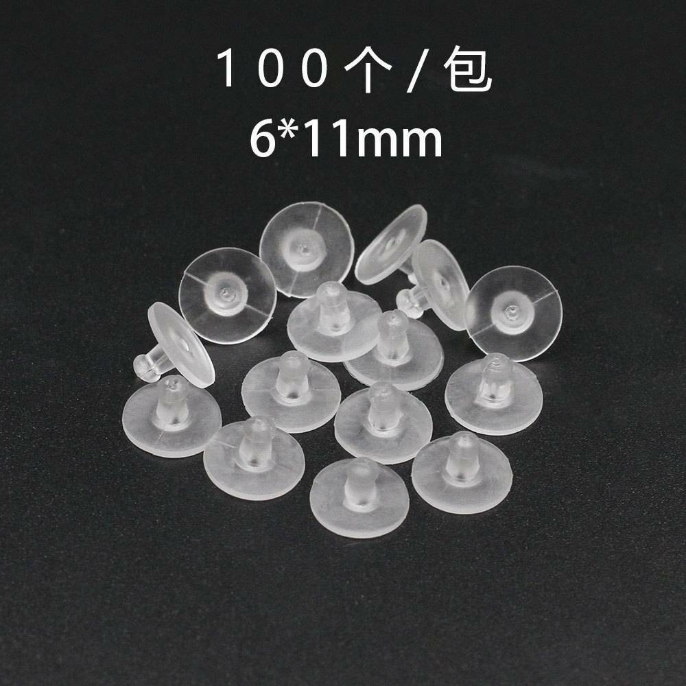 100x Rubber Back Silicone Round Blocked Plastic Earring Ear Plugging Jewelry DIY