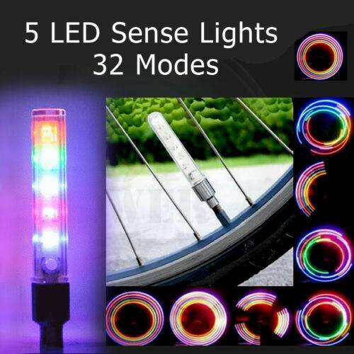 Pair 5-LED Flash Light Bicycle Motorcycle Car Bike Tyre Tire Wheel Valve Lamps