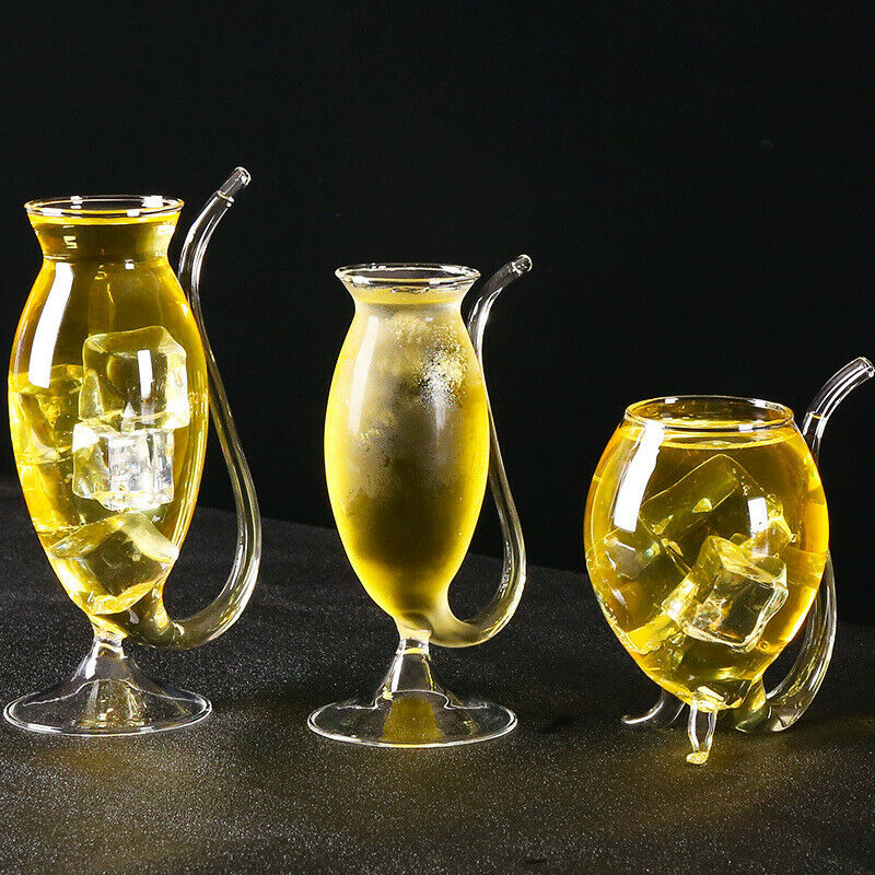 Heat-resistance Cocktail Glass with Straw Creative Wine Cup Cocktail Glass Cup