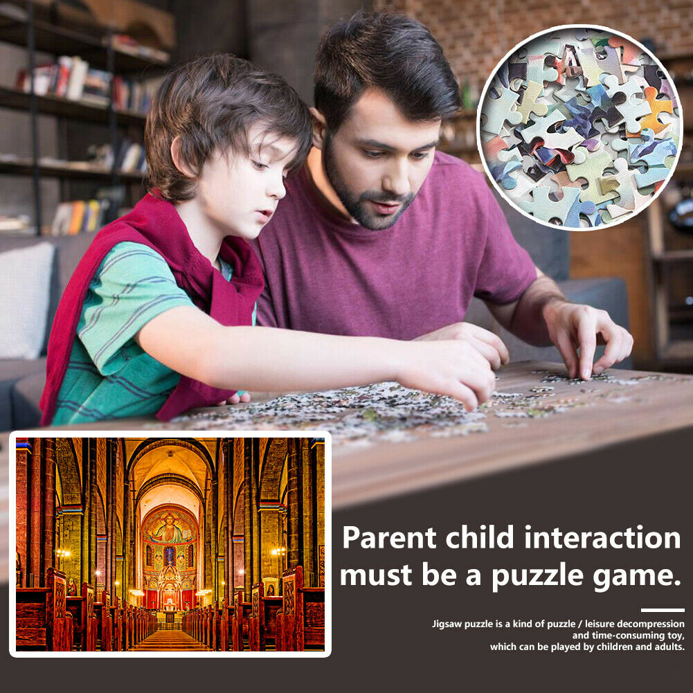 1000pcs DIY Church Interior Paper Puzzle Stress Relief Toys Handmade Gifts @