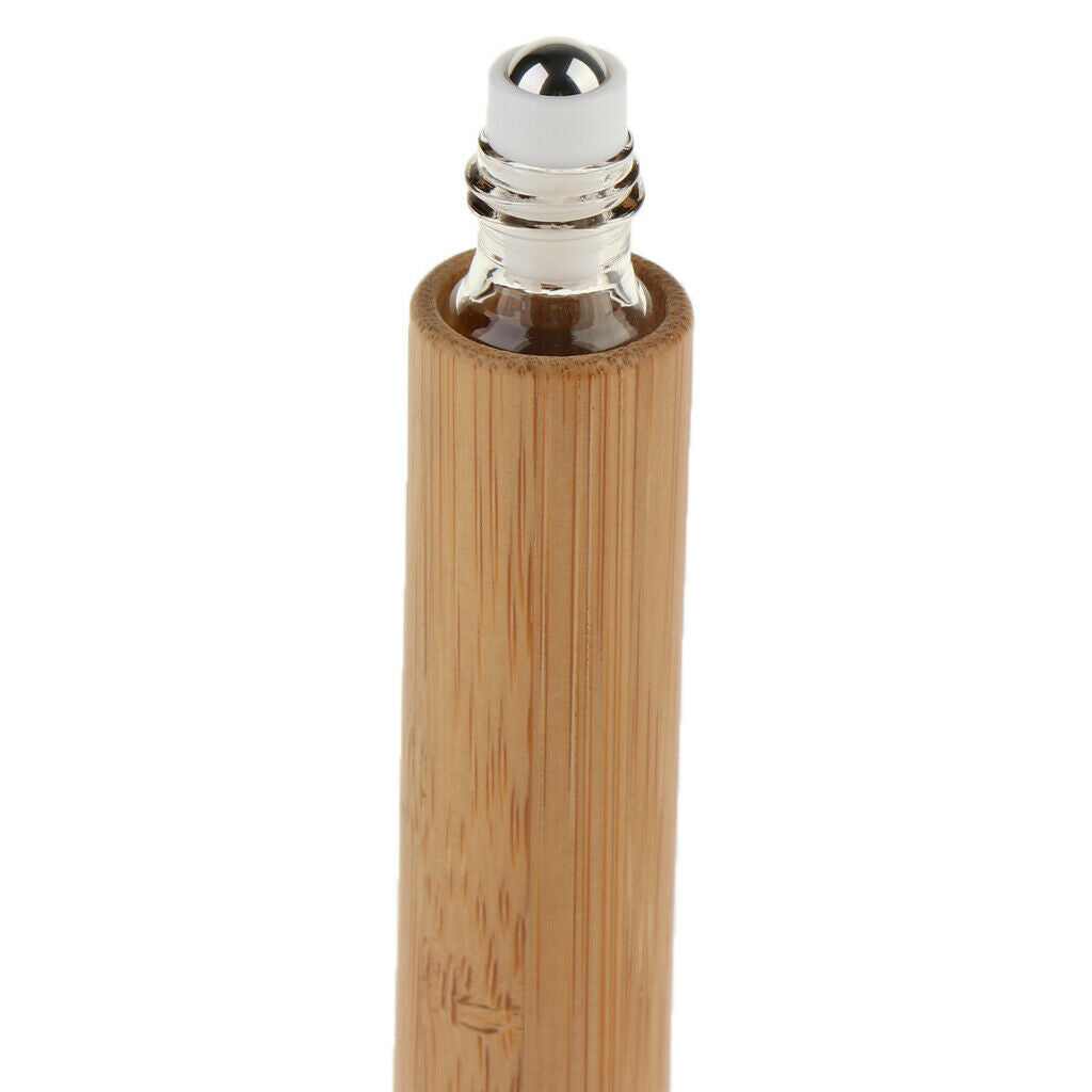 10Set Natural Bamboo Refillable Empty Essential Oil Roller Bottles 5ml/10ml