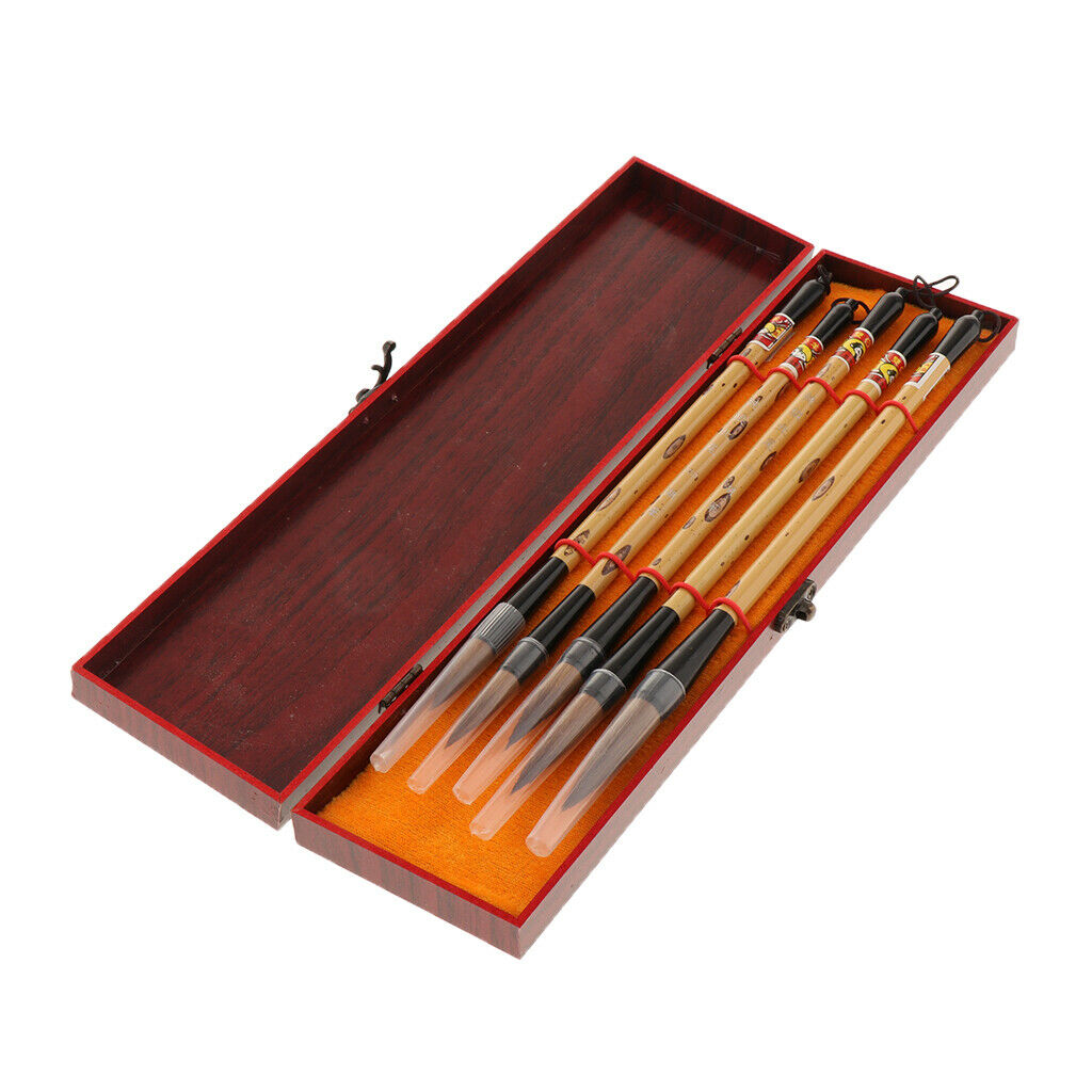 5pcs Assorted Sizes Printed Chinese Calligraphy Brush Pen Writing Drawing Art