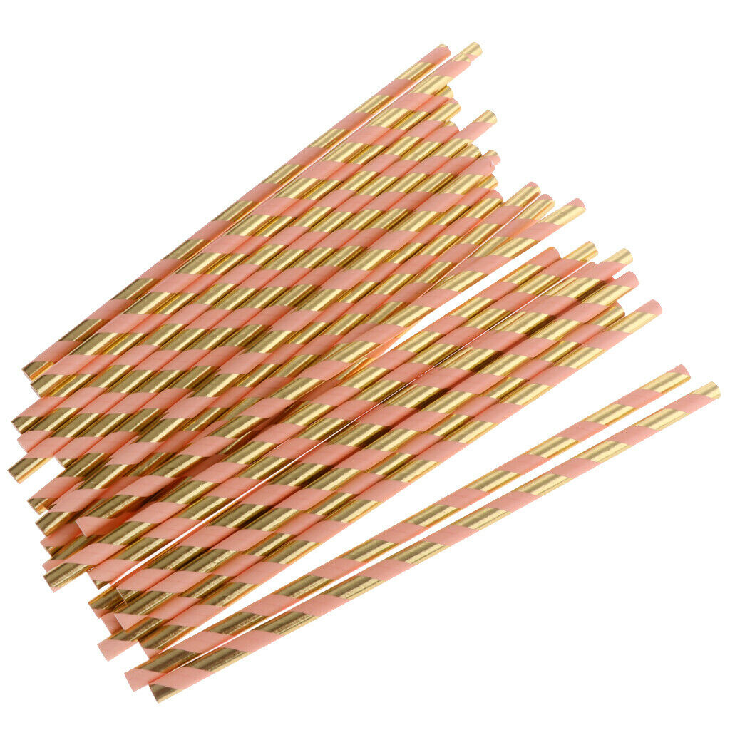 25 Pieces Paper Disposable Drinking Straws Biodegradable Wedding Party Favor