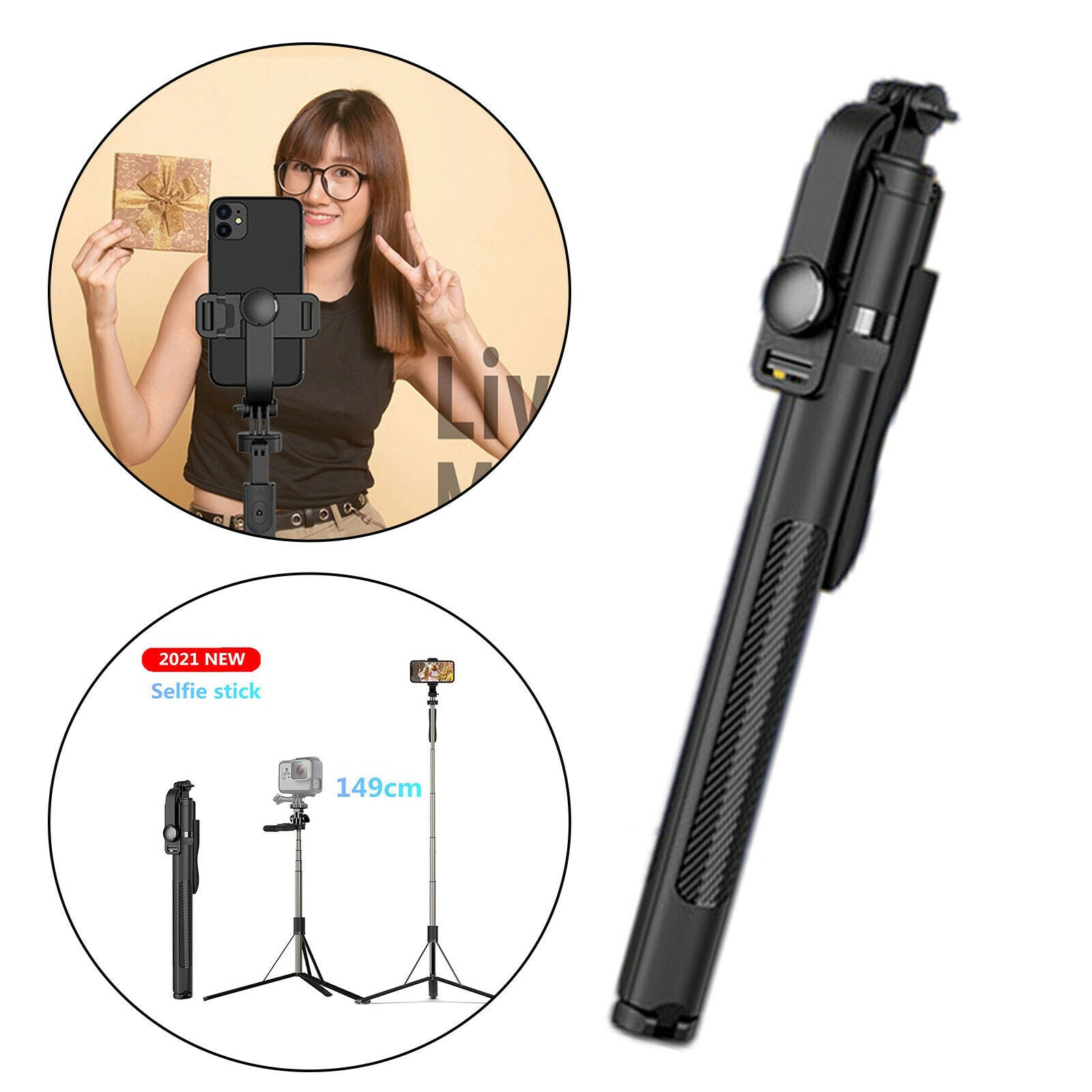 Selfie Stick Tripod Bluetooth Selfie Stick w/Remote Tripod Stand for Phone