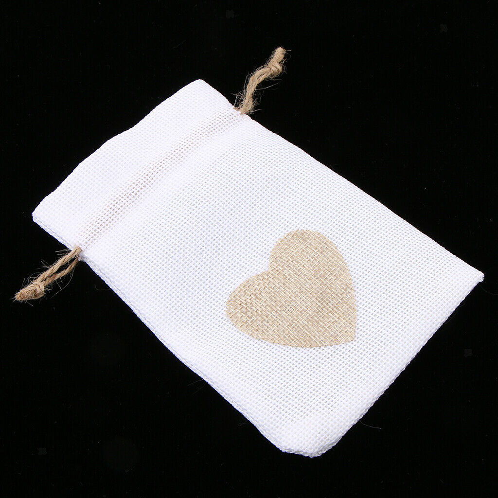 30 Pieces Natural Linen Handle Bags Drawstring Hessian Burlap Package Gift Bags