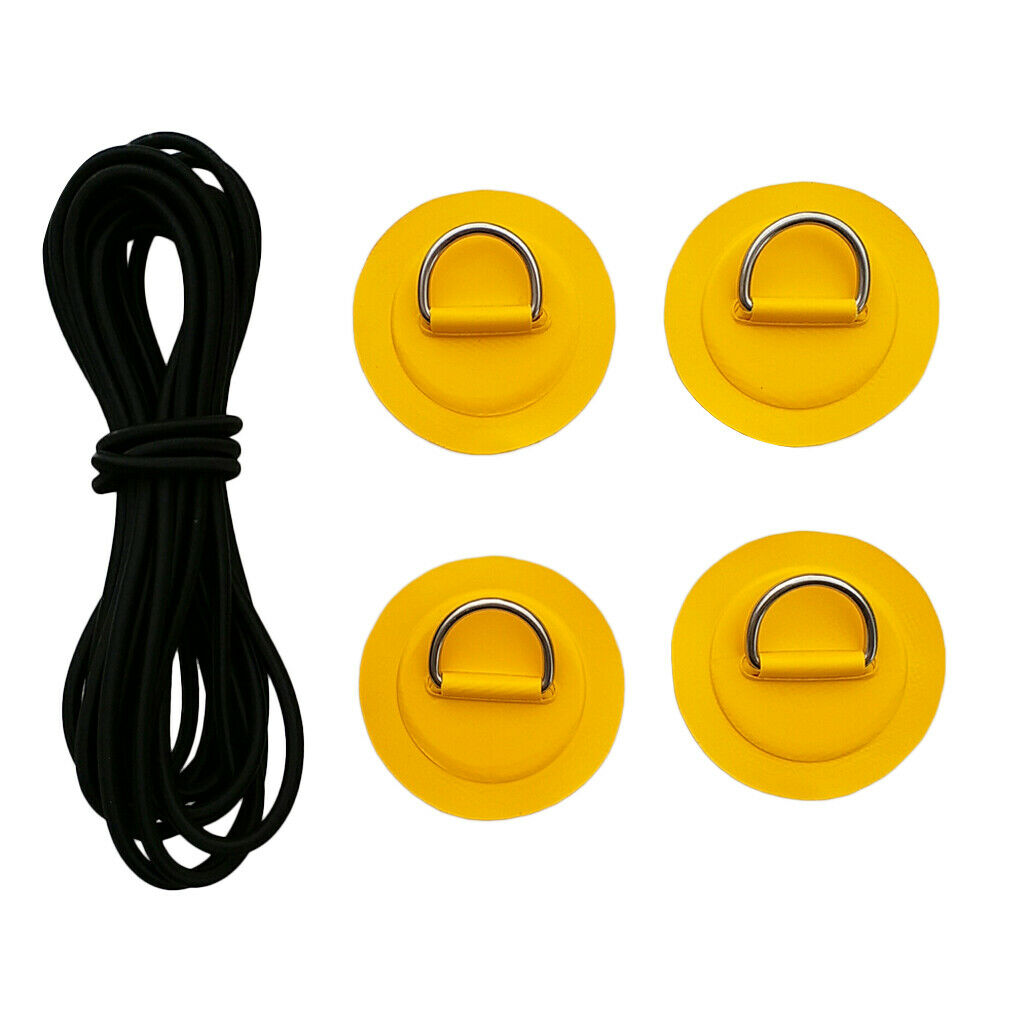 4Pcs Inflatable Boat Dinghy Kayak Canoe D- Patch Pad with Shock Bungee Cord