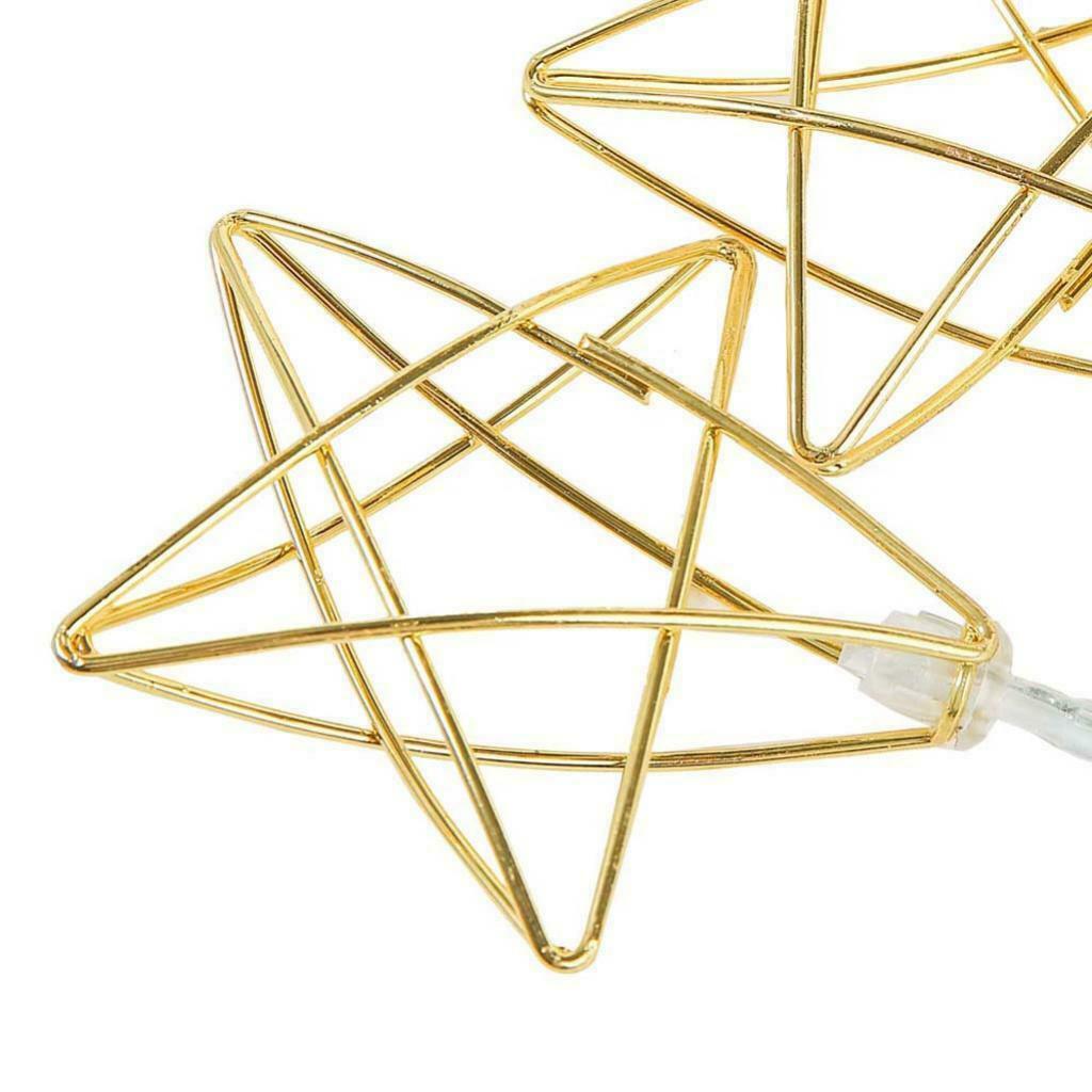 10LED Battery Powered Hollow Metal Star Fairy Chain Lamp Warm White Decor