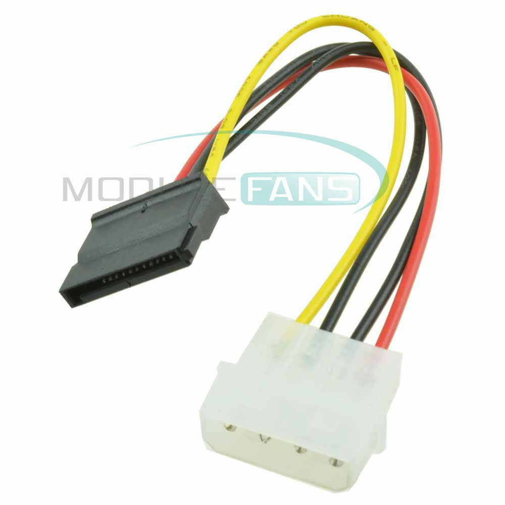 5PCS Male Female 4 Pin Power Drive Adapter Cable to Molex IDE SATA 15-Pin NEW