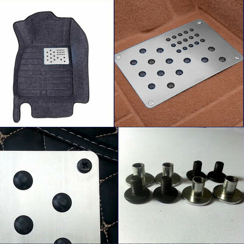 220x150mm Aluminum Alloy Car SUV Floor Mat Carpet Plate Foot Pedal Rest & Screws