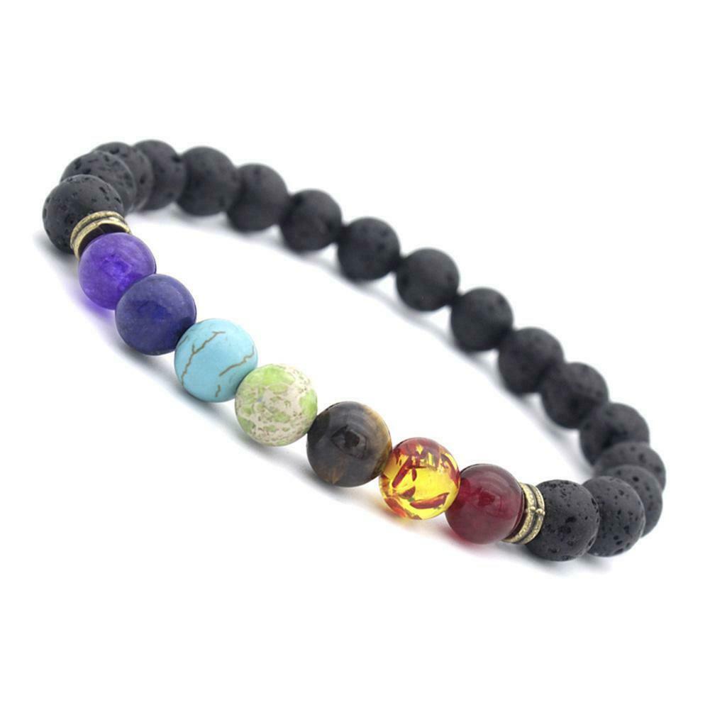 Lava Rock 8mm Beads Elastic Yoga Bracelet for Men/Women Jewelry Decor Gifts @