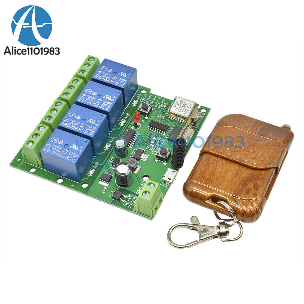 DC5V-32V 4 Channel  Wireless Wifi Relay Switch +433MHz Remote Control Smart Home