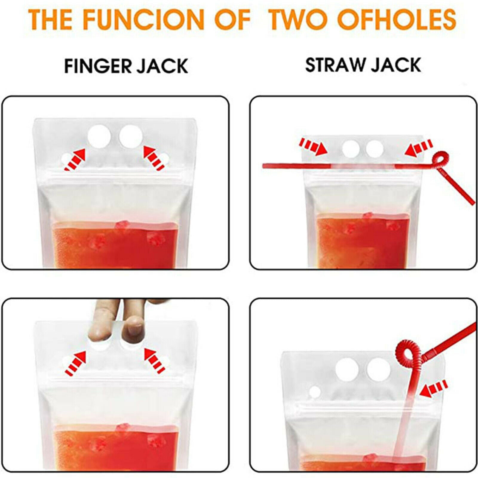 Hand-held Disposable Drink Pouches Zipper Juice Bags 500ml with Straws