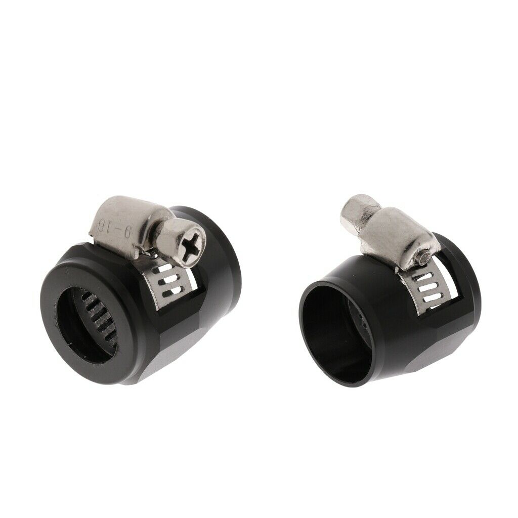 2X AN8 Car Fuel Oil Water Hose Pipe End Finisher Clamp Clip Aluminium Black