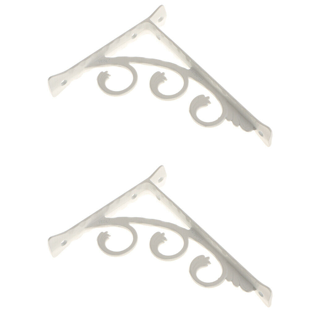 2x L Shape Wall Mounted Shelf Bracket Metal Hanging Holder White 12x15cm