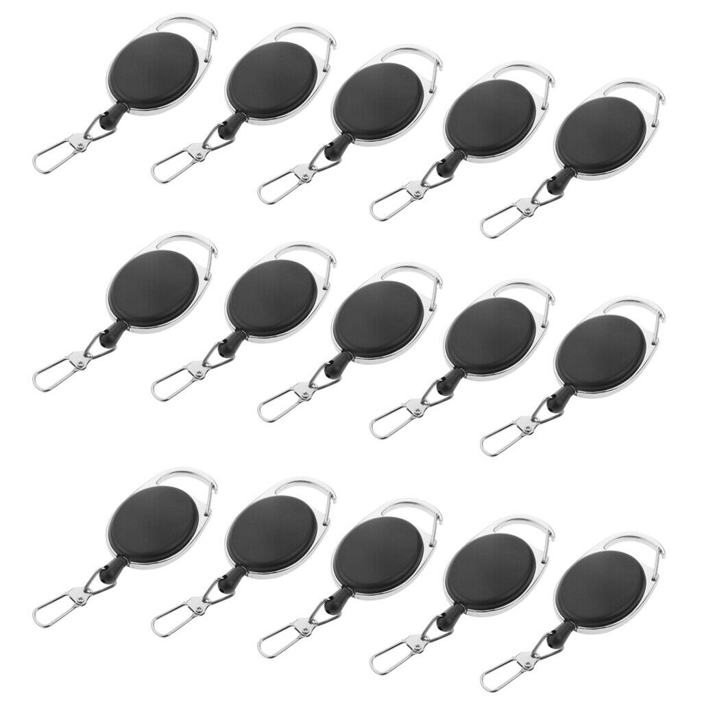 15pcs / Kit Creative Keyrings With Extendable Retractable Cable Ring Clips Of