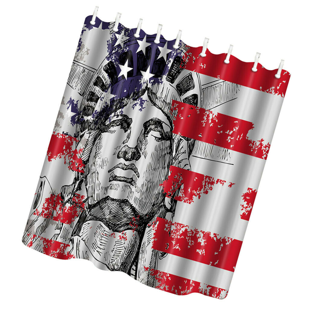 American USA the Statue of Liberty Painted Polyester Bath Shower Curtain