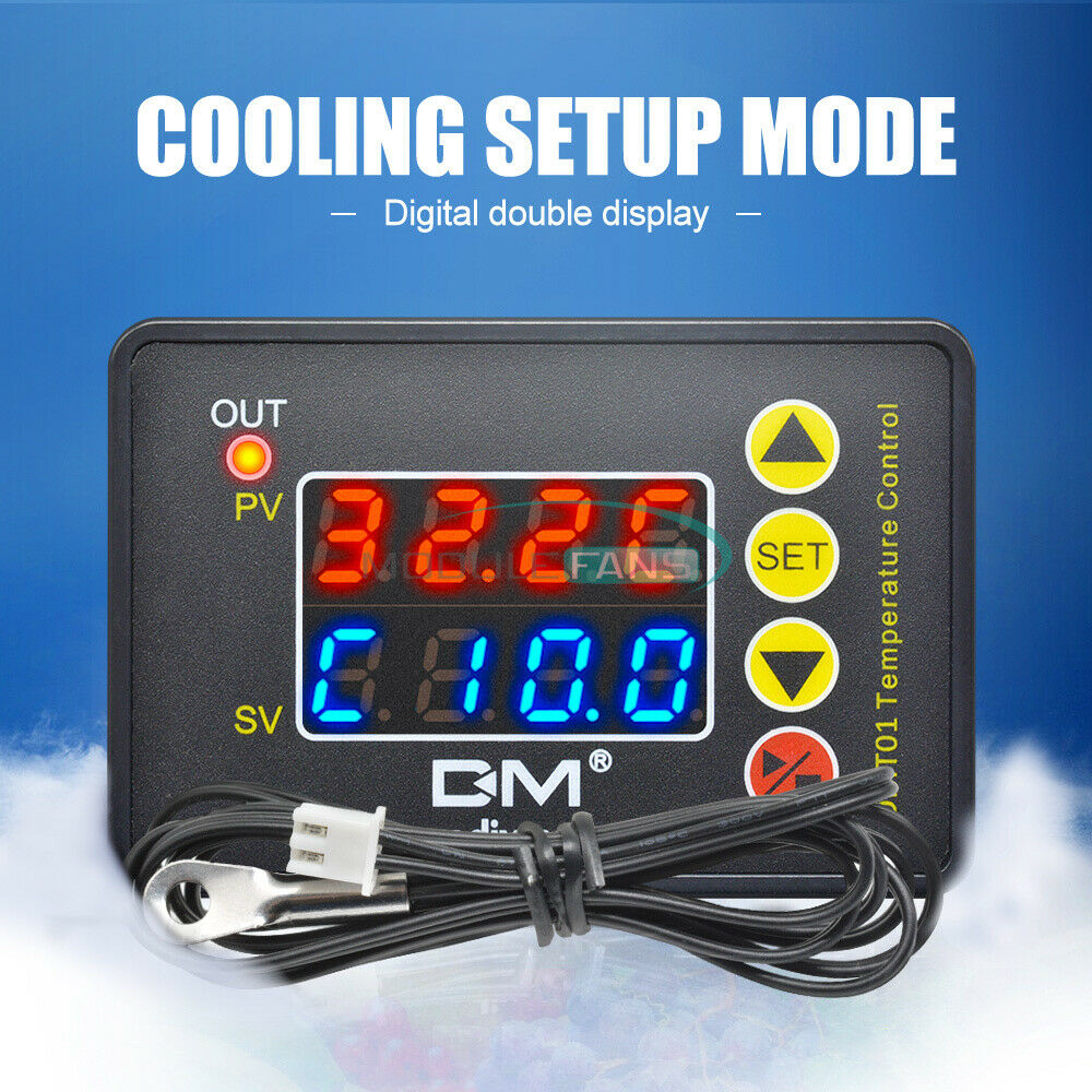 DC24V 20A Red Blue LED Temperature Control Microcomputer Thermostat With Sensor