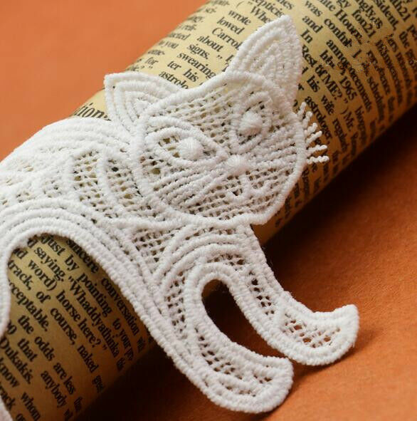 5pcs Cat shape Milk silk Embroidered Lace Applique decoration curtain/Clothing