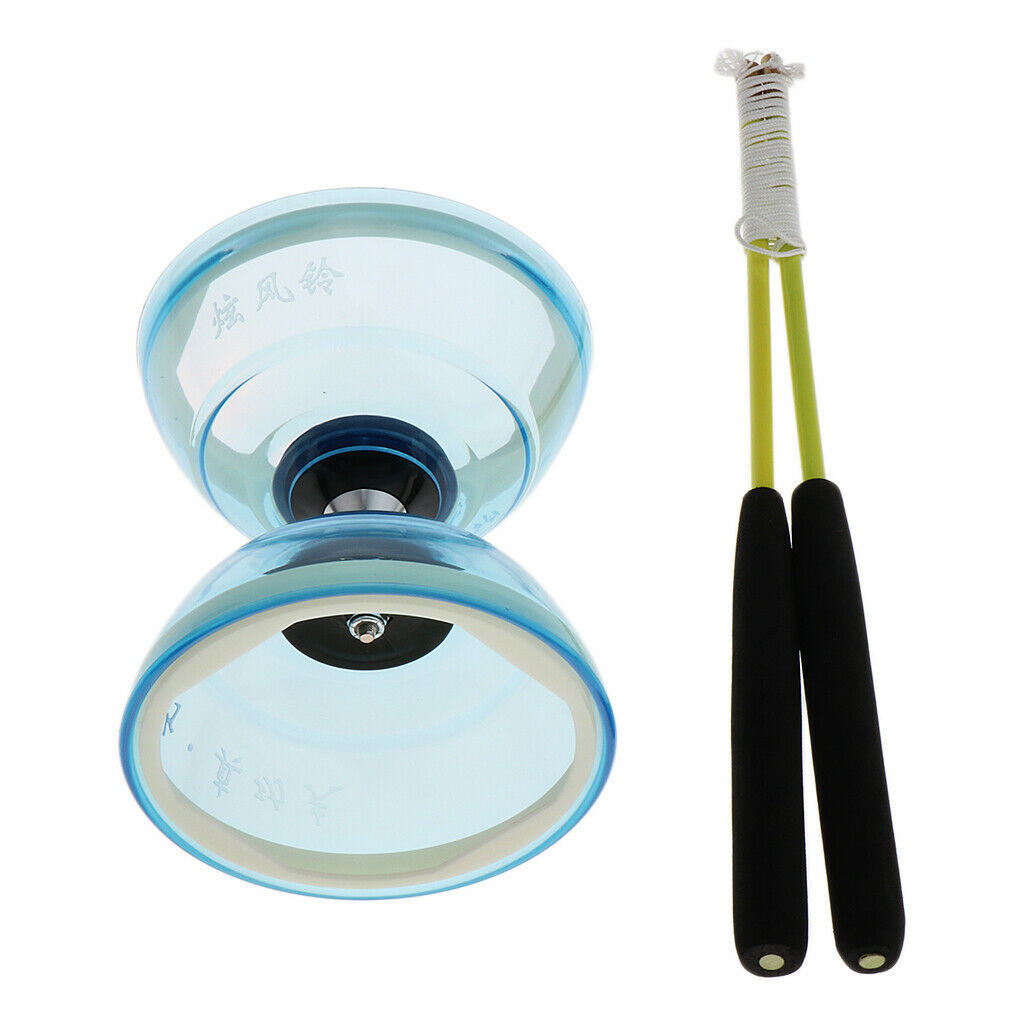 Professional 3 Bearing Diabolo Spinning Sticks String Kid's Gift 13cm Blue