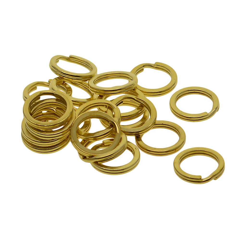 2X 20 Pcs 15 mm Flat Split Solid Brass Key Rings Keys Chain Bag Charms Clasp