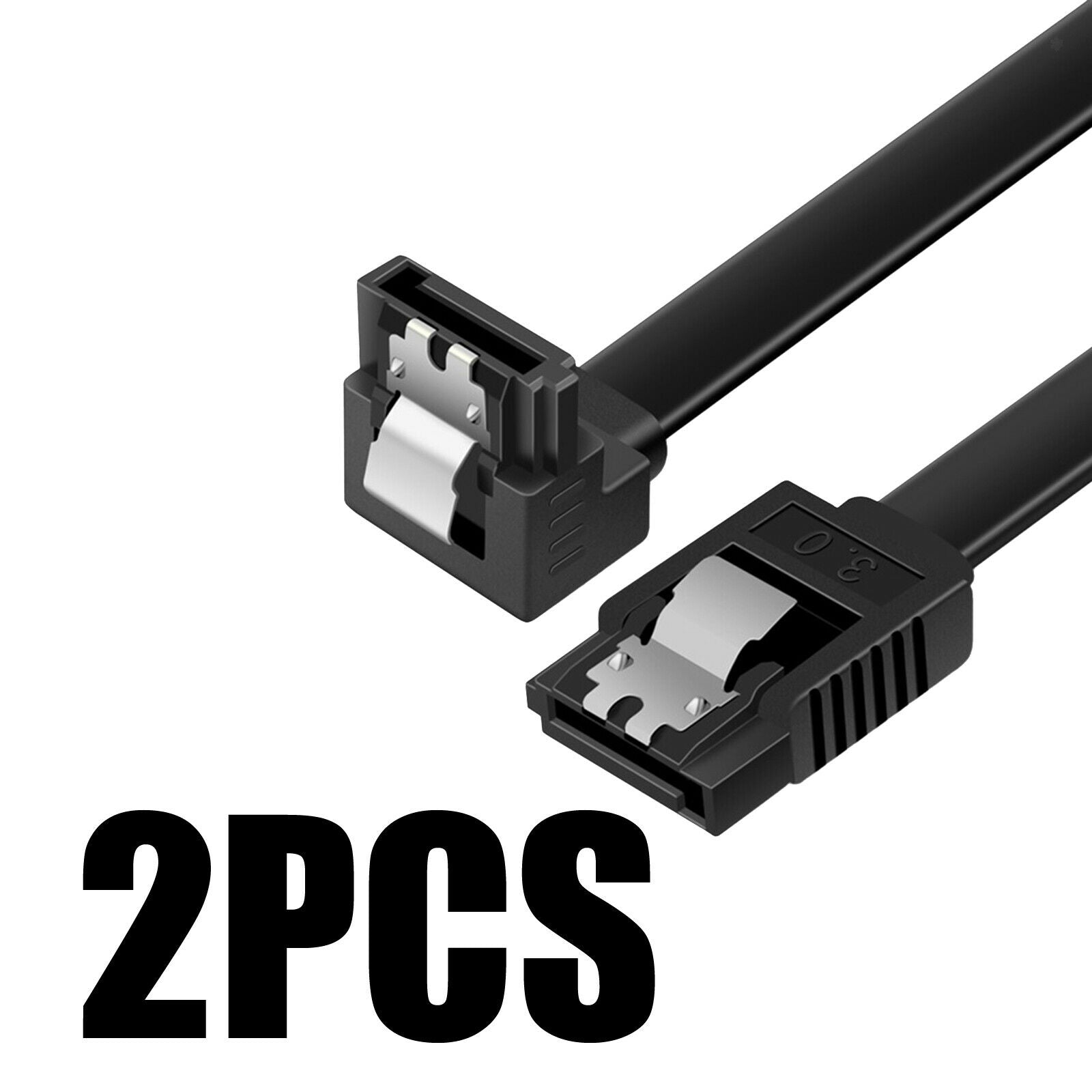 2PCS High-speed SATA Cable III 3.0 Flat Data Cord 3.3ft for HDD SDD Elbow